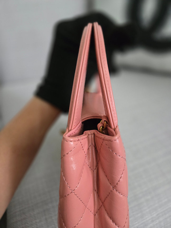 Chanel 23K Pink Lambskin GHW Nano Kelly Shopping Bag size Small (19 cms AS4416)