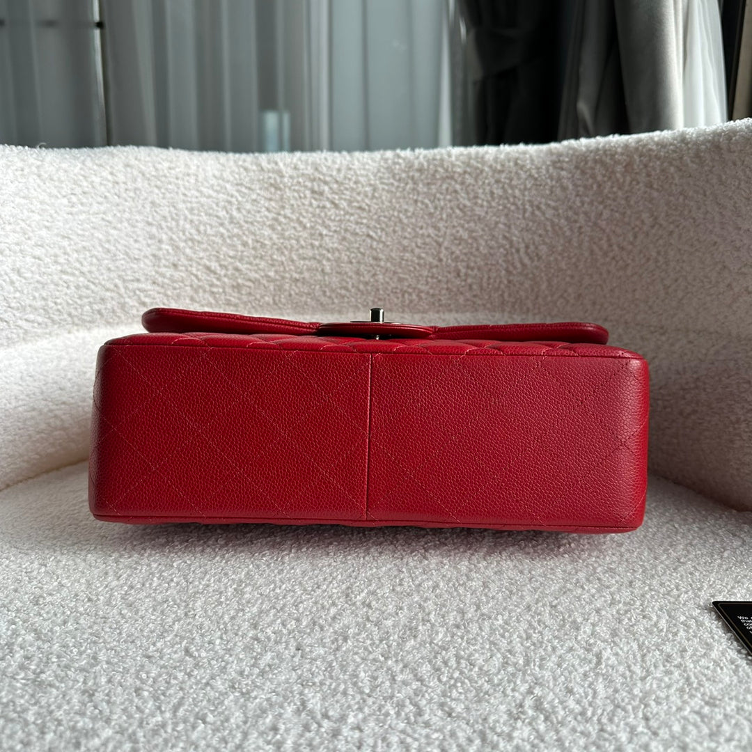 CHANEL series 19 14C Red Caviar SHW Jumbo Timeless Classic Double Flap Bag 2014