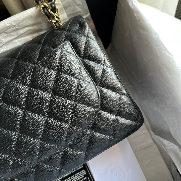 CHANEL series 159 2011/2012 Black Caviar GHW Jumbo Classic Timeless Double Flap Bag