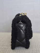 Load image into Gallery viewer, Chanel 24K 2024 Collection Black Teddy Shearling Black Lambskin Mini Rectangular Flap Bag
