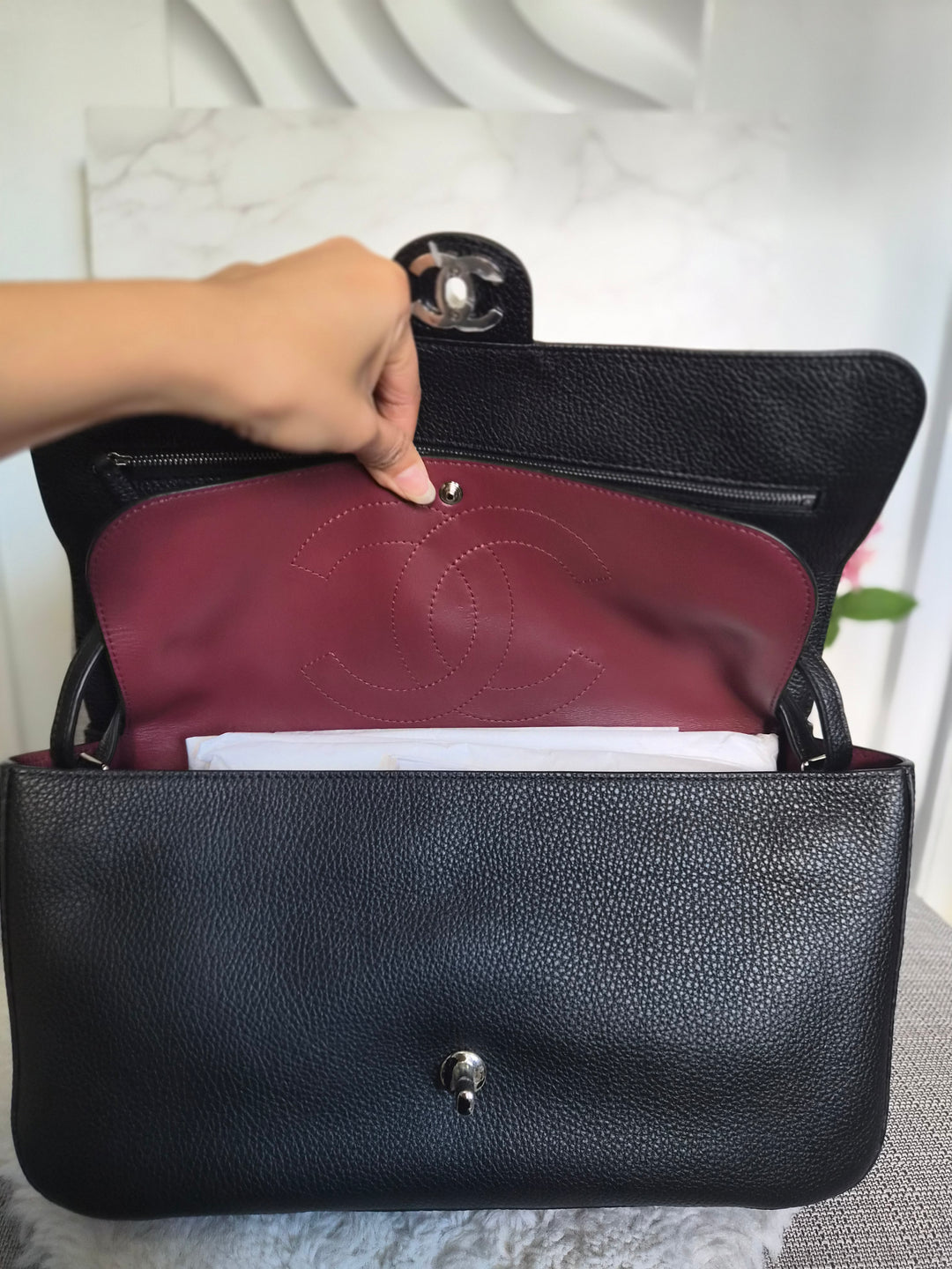 WA/Email only to purchase only- CHANEL Matthieu Blazy Maxi 32 cms Flap Bag in Black Caviar SHW 2026