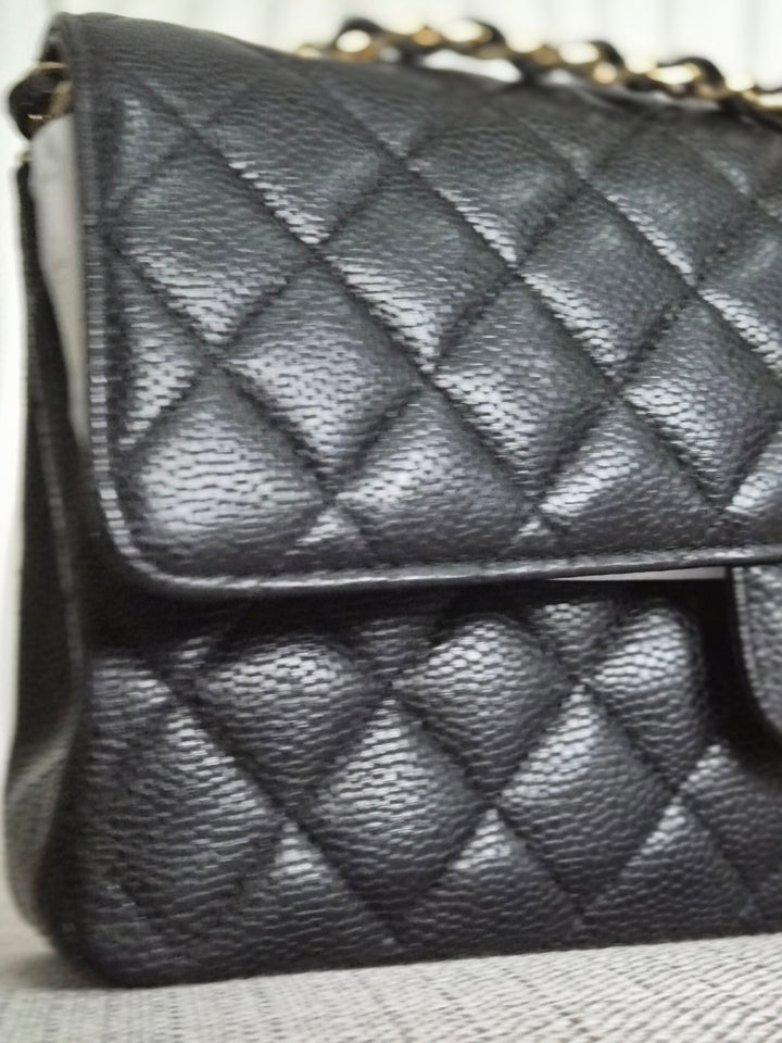 CHANEL series 19 2014 Black caviar GHW 11.12 Medium ML Timeless Classic Double Flap Bag