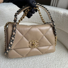 Load image into Gallery viewer, CHANEL 19 size Small in 21S collection 2021 Dark Beige Cappuccino Latte Lambskin Mixed HW Flap Bag
