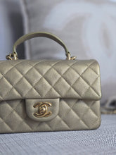 Load image into Gallery viewer, Chanel series 31 21S Gold Caviar GHW Mini Rectangular Top Handle Flap Bag
