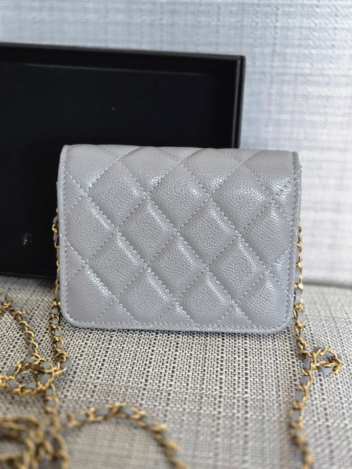 Chanel COCO 20B Collection Grey caviar Small Vanity flap bag