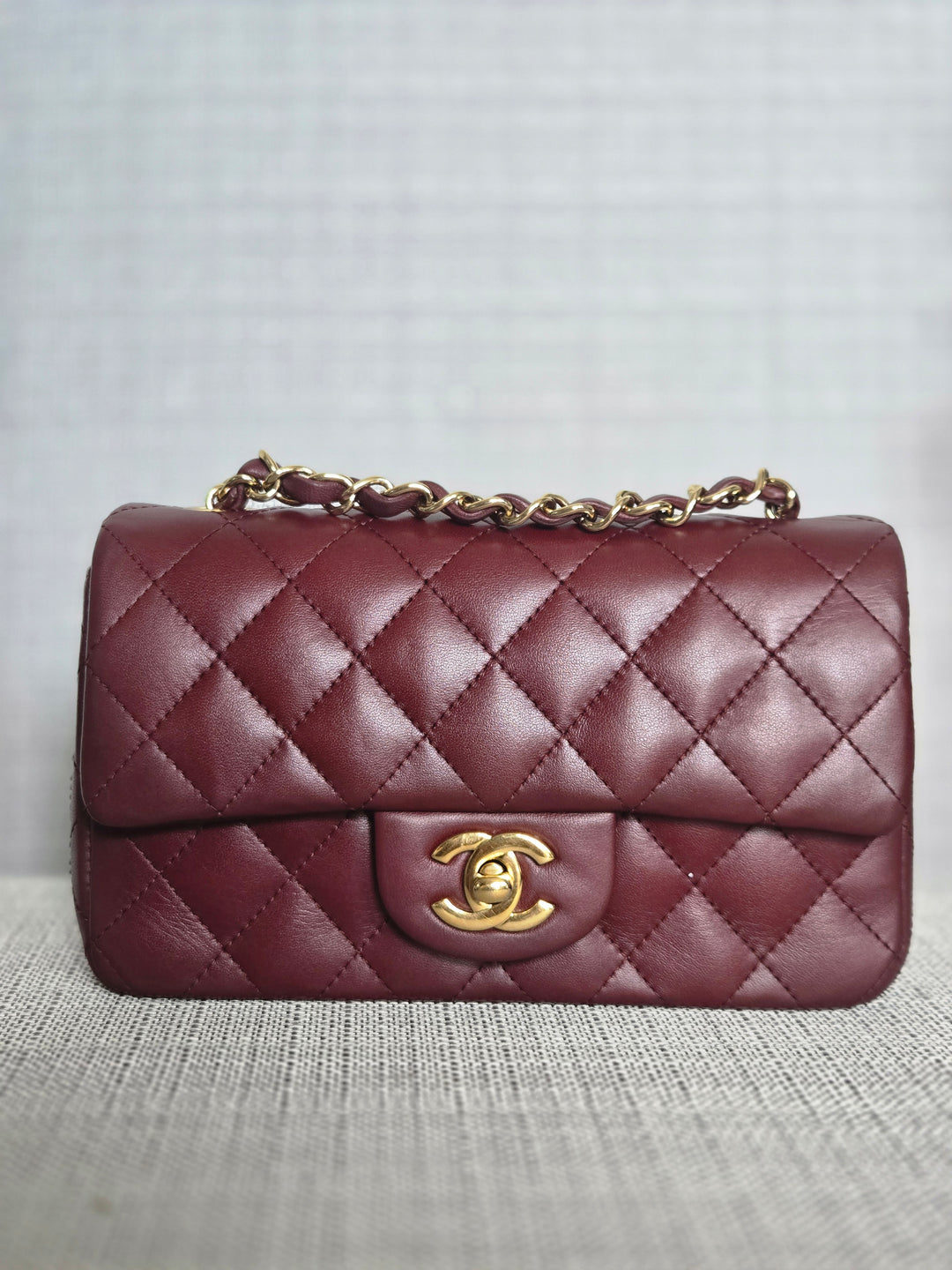 Chanel series 21 2015 15B Collection Burgundy Lambskin GHW Mini Rectangular Flap Bag