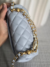 Load image into Gallery viewer, CHANEL Pearl Twist Pearly Silver Light Blue Lambskin Mini Flap Bag
