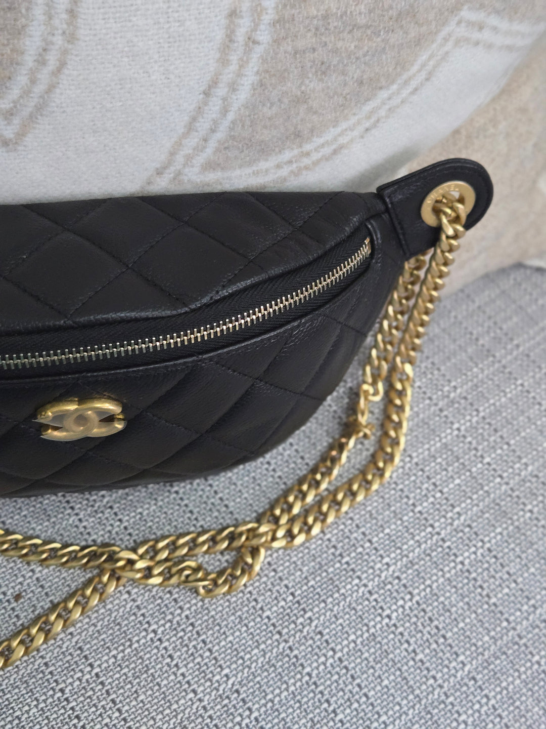 Chanel 24B 2024 Fall/Winter Black Caviar GHW Sweetheart Adjustable chain Waist Bag/Fanny Bag/Bum Bag