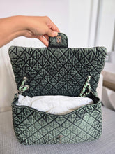 Load image into Gallery viewer, CHANEL Green Denimpression SHW size Jumbo Single Flap Bag
