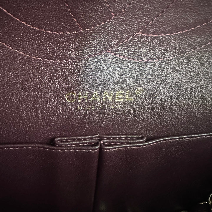 CHANEL series 16 Burgundy Lambskin LGHW Jumbo Timeless Classic Double Flap Bag 2012