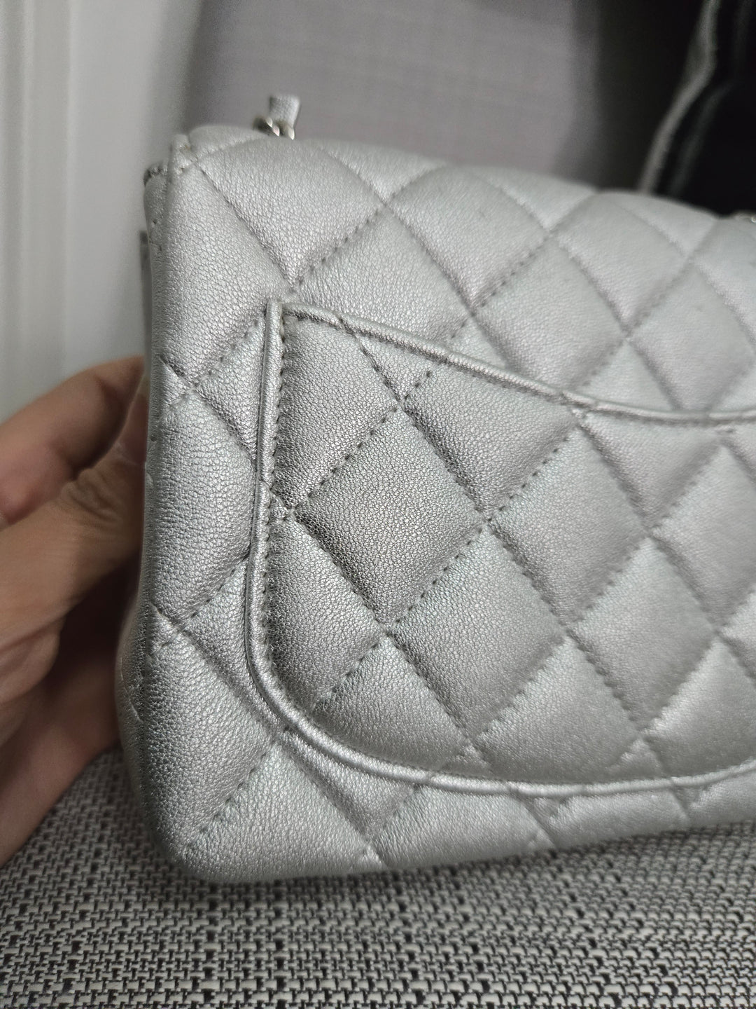 Chanel Series 31 21P 2021 Pre Spring/Summer Collection Iridescent Silver lambskin SHW Square Mini Flap Bag