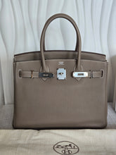 Load image into Gallery viewer, Hermes Etoupe Taupe Togo Leather PHW Birkin 30 Stamp C 2018
