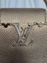 Load image into Gallery viewer, LOUIS VUITTON LV Metallic Taurillon Embellished Flower Crown Mini Capucines in Gold
