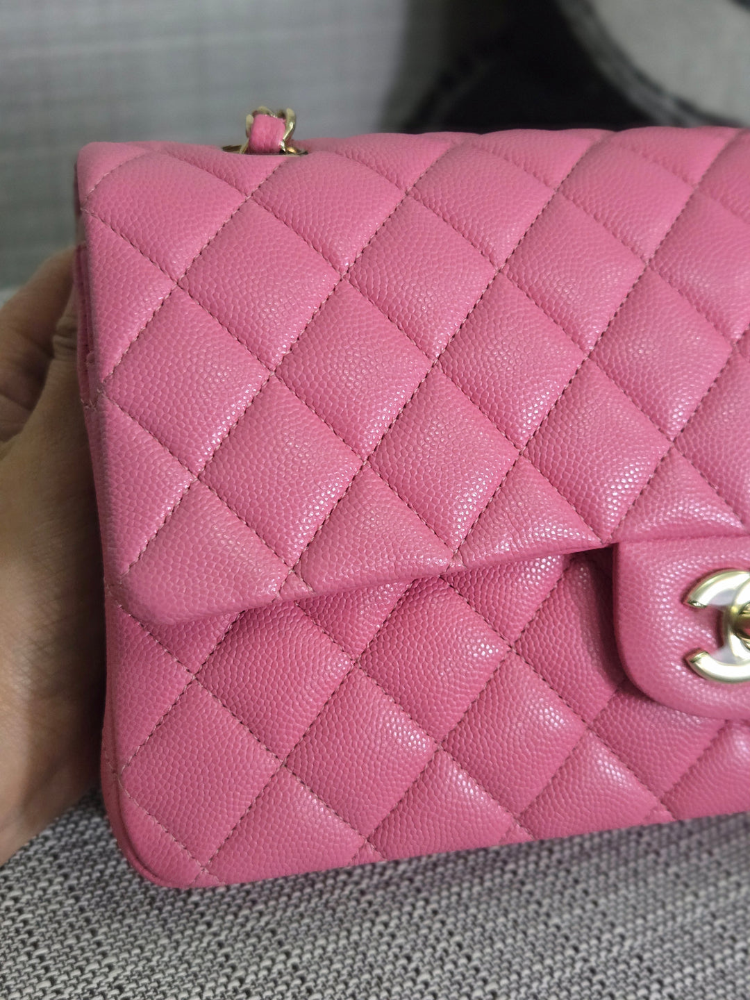 Chanel 21P 2021 Pre spring/summer collection Pink Caviar Champagne GHW 11.12 Timeless Classic Medium ML Double Flap Bag