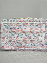 Load image into Gallery viewer, Chanel 23C 2022/2023 Cruise Collection Tweed Quilted Mini Rectangular Flap Bag in Ecru, Pink, Blue, and Green with Champagne GHW

