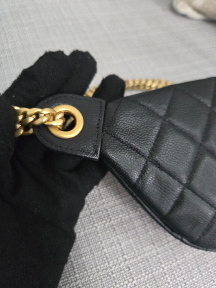 Chanel 24B 2024 Fall/Winter Black Caviar GHW Sweetheart Adjustable chain Waist Bag/Fanny Bag/Bum Bag