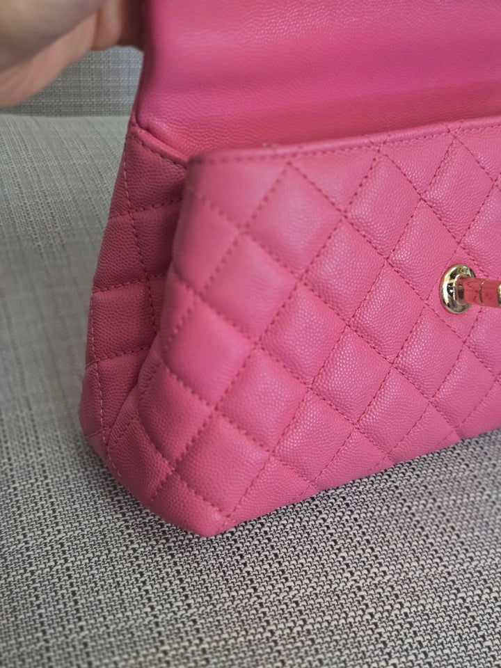 Chanel series 31 21P 2021 Pre Spring/Summer Collection Pink Caviar Coco Handle Flap Bag with Top Handle and Detachable Strap size Small