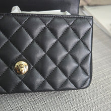 Load image into Gallery viewer, Chanel Black Lambskin Top Handle Mini Rectangular Flap Bag with Champagne GHW
