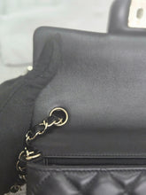 Load image into Gallery viewer, CHANEL Black Lambskin LGHW Mini Rectangular Flap Bag microchipped
