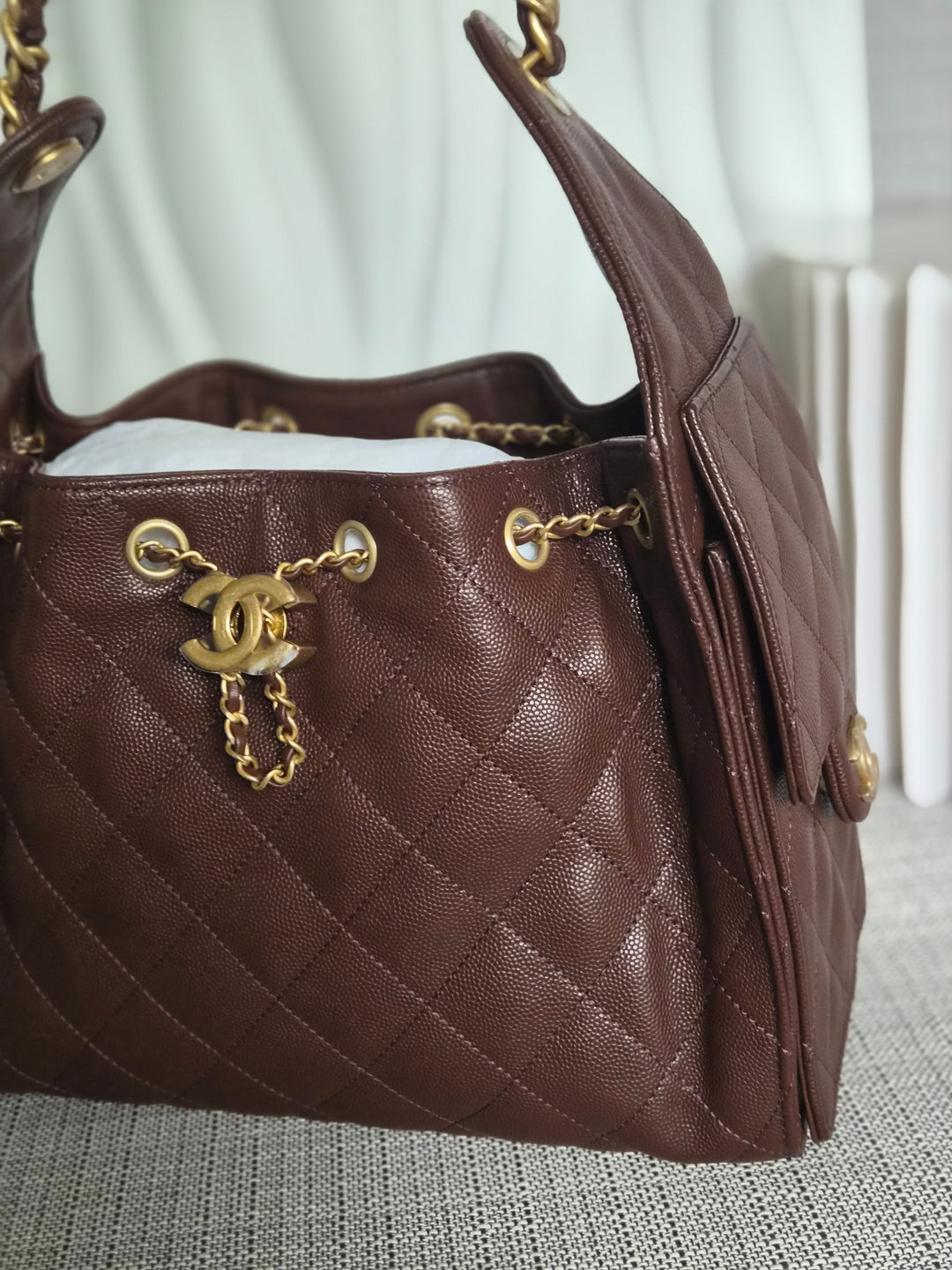 CHANEL 25K Collection Brown Caviar Aged GHW 25 Hobo Bag size SMALL