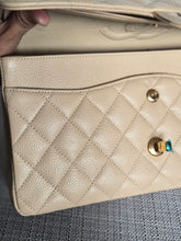 Load image into Gallery viewer, CHANEL series 15 2011/2012 Beige Clair Caviar GHW Medium ML Timeless Classic Double Flap Bag
