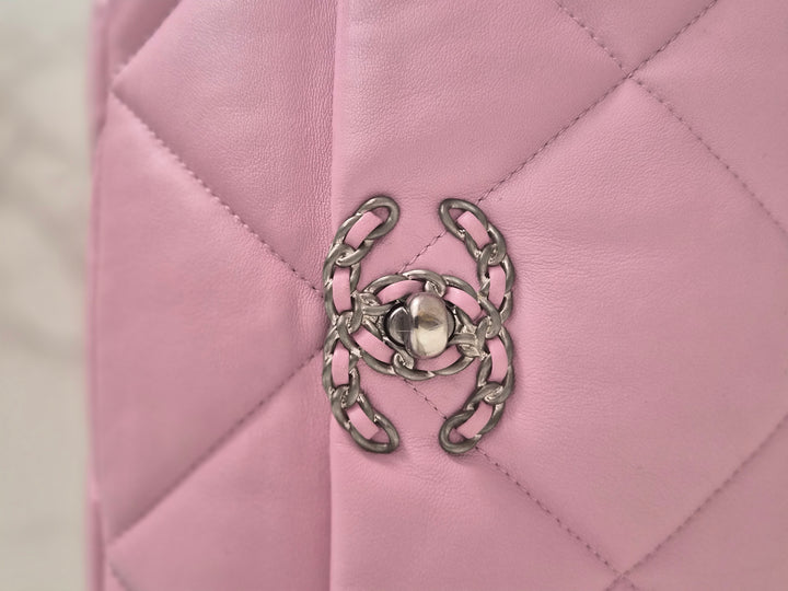 CHANEL 19 size Small in Pink Lambskin SHW 22B 2022 Flap Bag with Top Handle