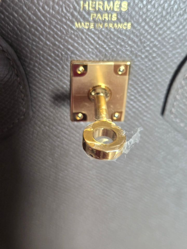Hermes Birkin 25 Gris Etain Epsom Sellier Leather GHW stamp B 2023