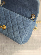 Load image into Gallery viewer, CHANEL 23C 2022/2023 Cruise collection Denim Pearl Crush Adjustable Chain Mini Rectangular Flap Bag with Aged GHW
