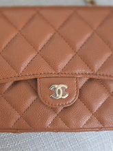 Load image into Gallery viewer, Chanel 2023 Caramel Brown Caviar Champagne GHW New Style Wallet on chain (WOC)
