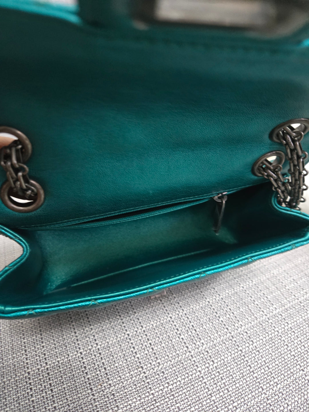 Chanel Series 28 Emerald Green Turquoise Calf skin 2.55 Reissue Mini Flap Bag with Ruthenium Hardwars