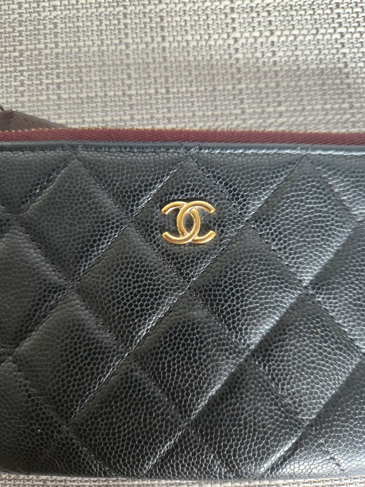 Chanel series 24 Black Caviar LGHW Mini O Case/Pouch