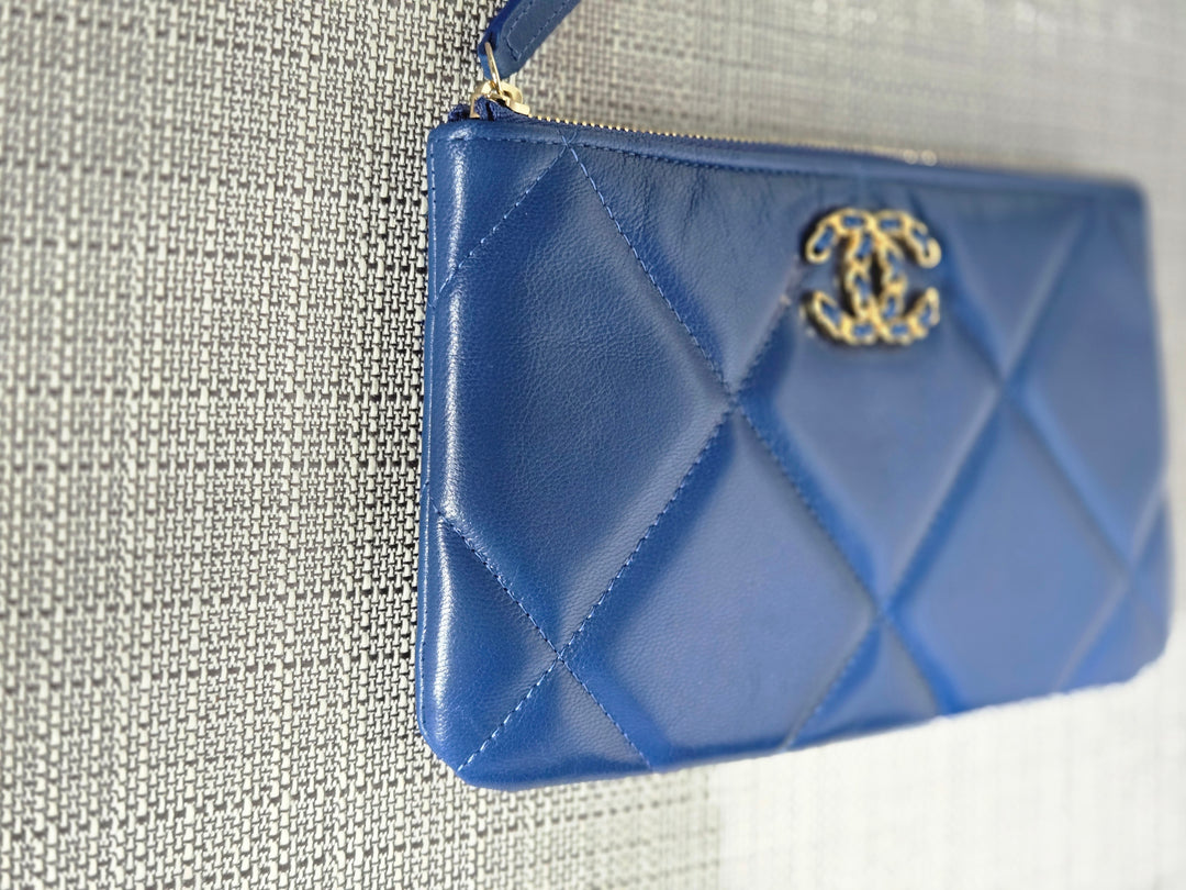 Chanel series 29 Blue goatskin GHW Small O Case/Pouch 8 inches