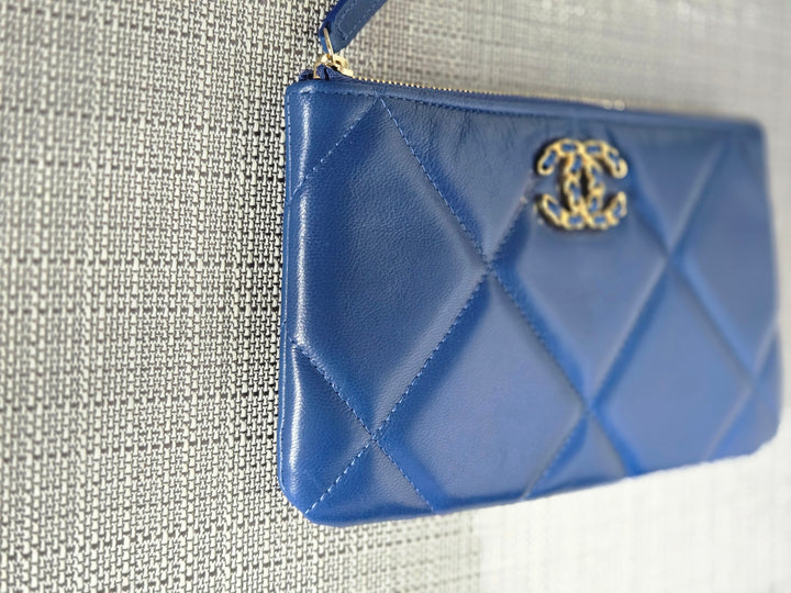 Chanel series 29 Blue goatskin GHW Small O Case/Pouch 8 inches