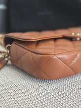 Load image into Gallery viewer, Chanel 2023 Caramel Brown Caviar Champagne GHW New Style Wallet on chain (WOC)
