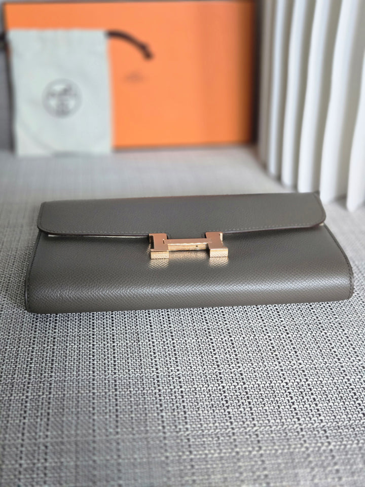 Hermes Constance to Go Long Wallet in Gris Etain Epsom Leather GHW Stamp Z 2021