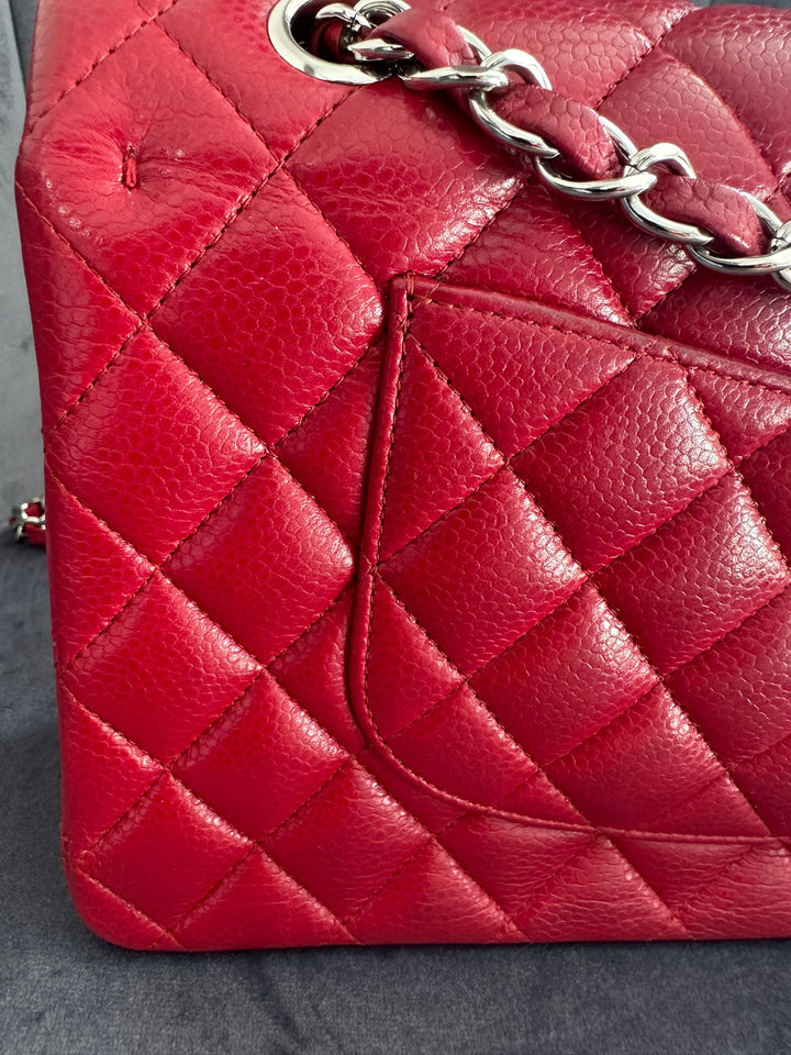 CHANEL 12A series 16 2012 Red Caviar SHW Medium Timeless ML Classic Double Flap Bag