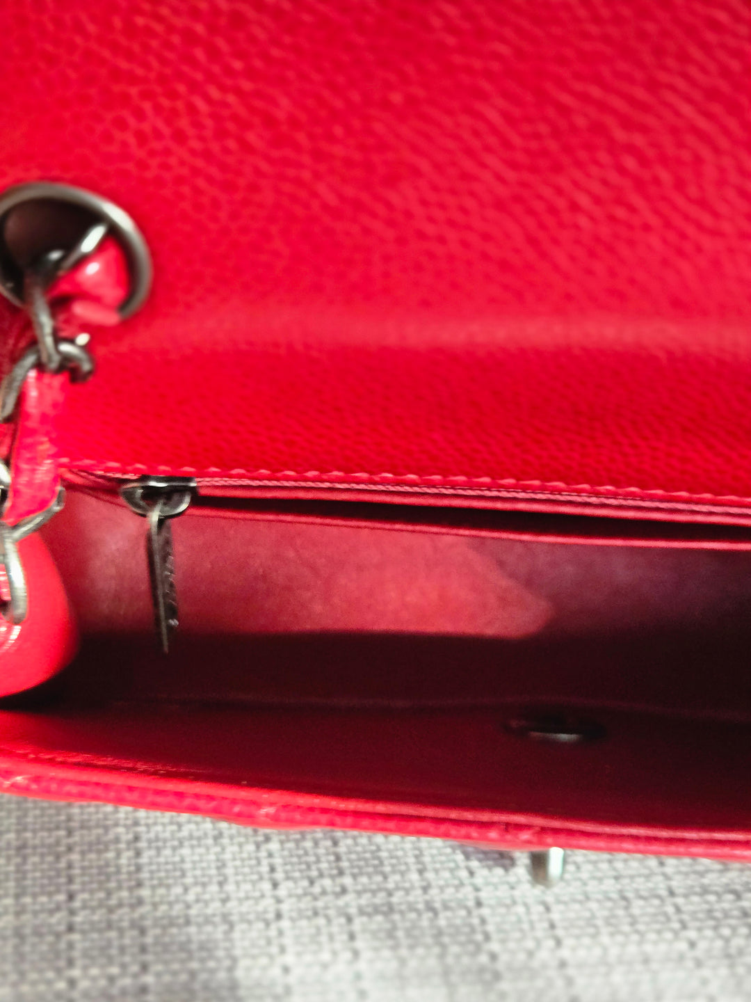CHANEL series 21 15B collection Red lipstick caviar Ruthenium Hardware Mini Rectangular Flap Bag 2015 15B collection