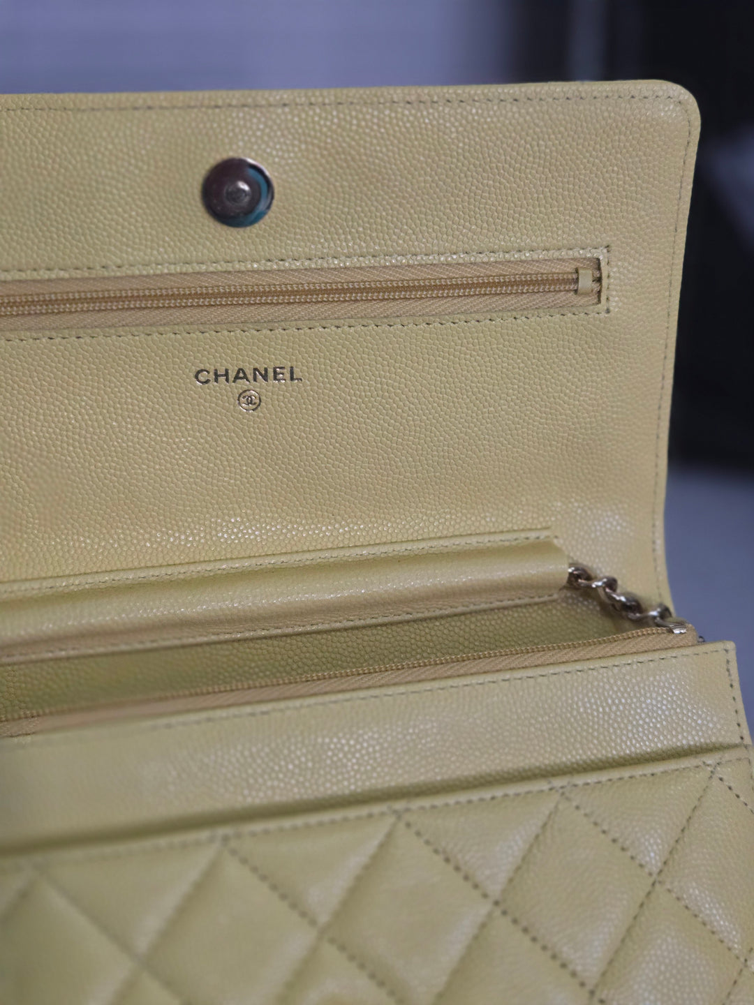Chanel series 30 2020 Yellow Caviar LGHW Classic Wallet on chain (WOC)