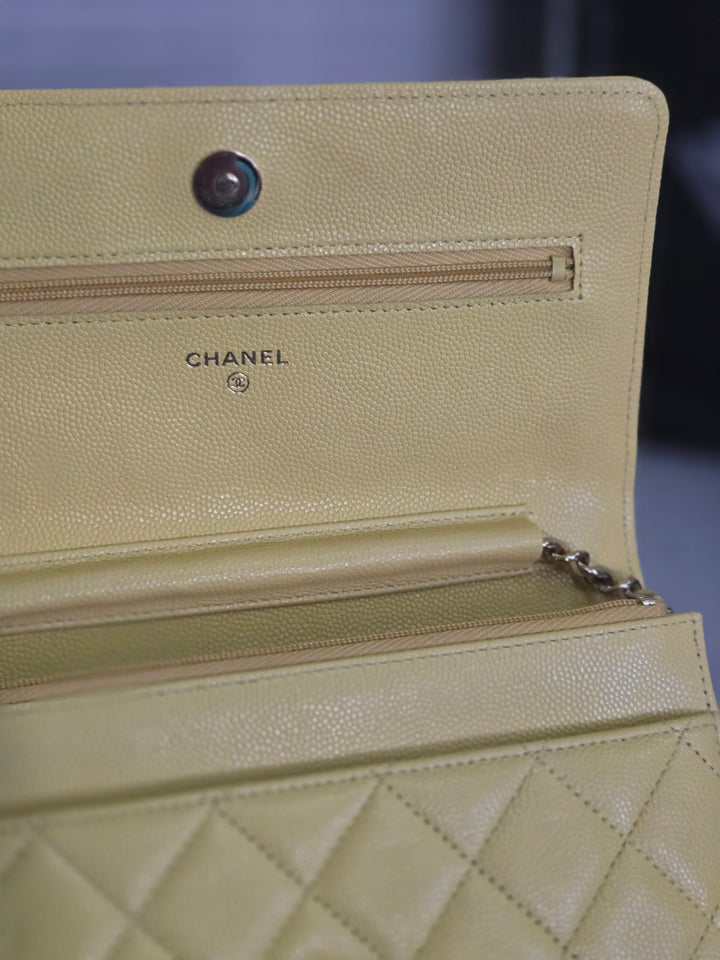 Chanel series 30 2020 Yellow Caviar LGHW Classic Wallet on chain (WOC)