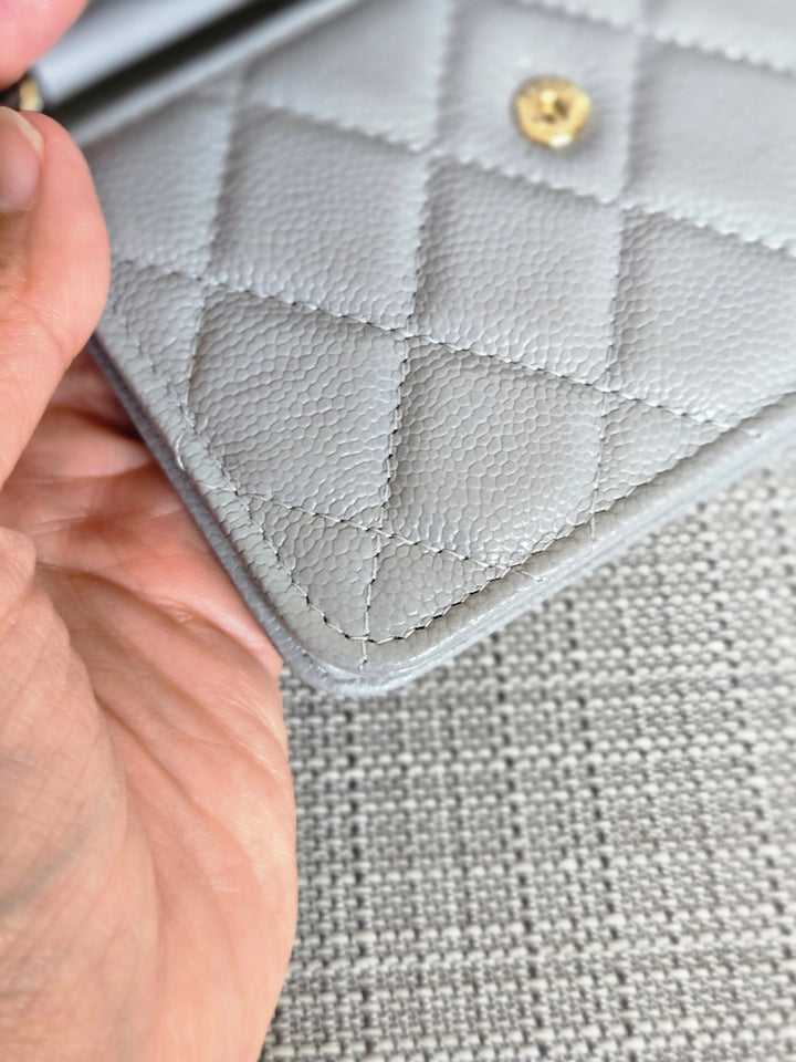 Chanel COCO 20B Collection Grey caviar Small Vanity flap bag