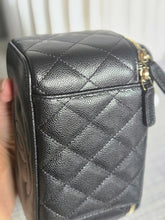 Load image into Gallery viewer, Chanel Black Caviar champagne GHW Small Vanity Case with Chain
