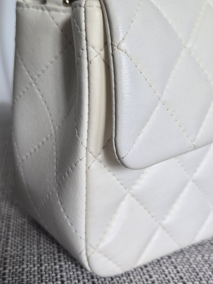 CHANEL series 23 2016 White Lambskin LGHW Mini Rectangular Flap Bag