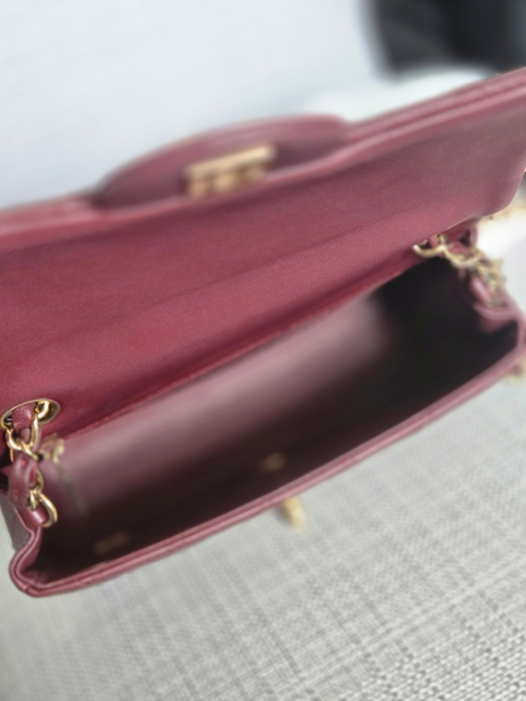 Chanel series 21 2015 15B Collection Burgundy Lambskin GHW Mini Rectangular Flap Bag