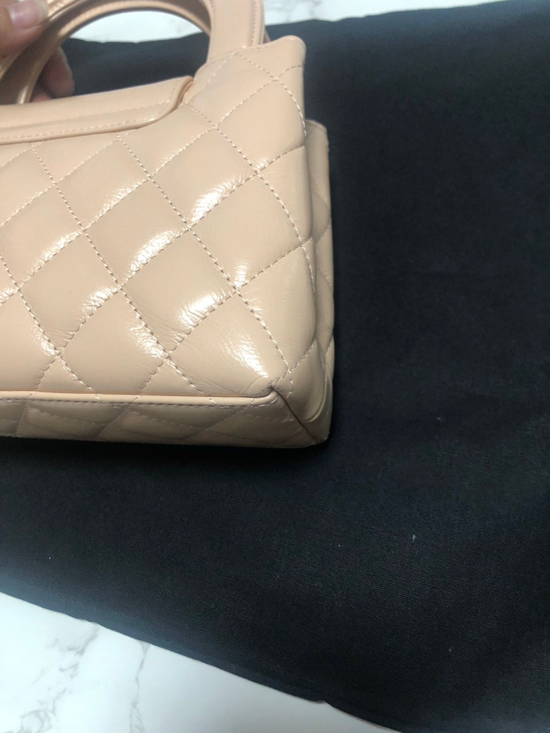 CHANEL 25C Beige Calf Skin aged GHW Kelly Nano Shopping Bag Size Small 19 cms fits iPhone pro max