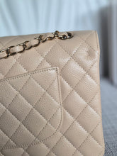 Load image into Gallery viewer, CHANEL series 15 2011/2012 Beige Clair Caviar GHW Medium ML Timeless Classic Double Flap Bag
