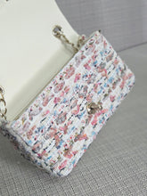 Load image into Gallery viewer, Chanel 23C 2022/2023 Cruise Collection Tweed Quilted Mini Rectangular Flap Bag in Ecru, Pink, Blue, and Green with Champagne GHW

