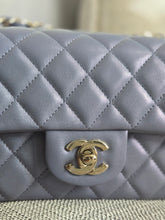 Load image into Gallery viewer, Chanel 22B Iridescent Light purple lambskin champagne GHW Mini Rectangular Flap Bag
