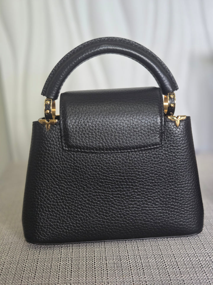 LOUIS VUITTON LV Capucines Mini Flower Crown Line in Black Taurillon Leather with detachable strap 2023