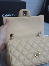 Load image into Gallery viewer, Chanel 22C 2022/2023 Cruise Collection Beige Lambskin Classic Mini Rectangular Flap Bag with Champagne GHW
