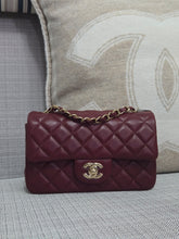 Load image into Gallery viewer, Chanel 23S 2023 Spring/Summer Collection Burgundy Lambskin Classic Mini Rectangular Flap Bag with Champagne GHW
